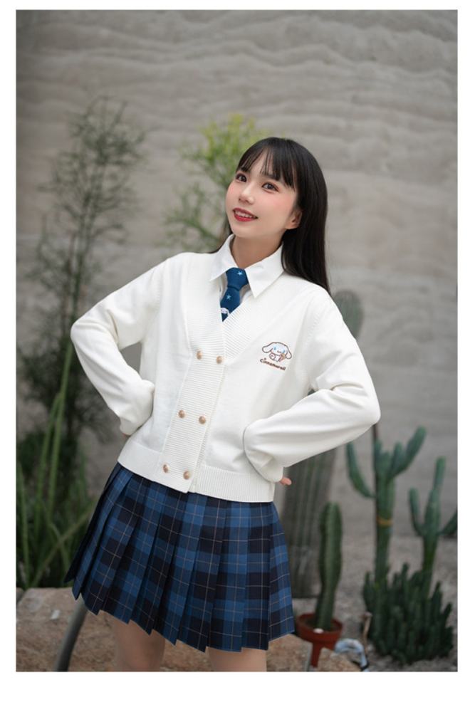 Double Line Buttons Long Sleeves Sweet Cardigan by Kyouko and Sanrio Red Size XL - In Stock