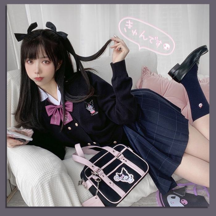 Double Line Buttons Long Sleeves Sweet Cardigan by Kyouko and Sanrio Red Size XL - In Stock