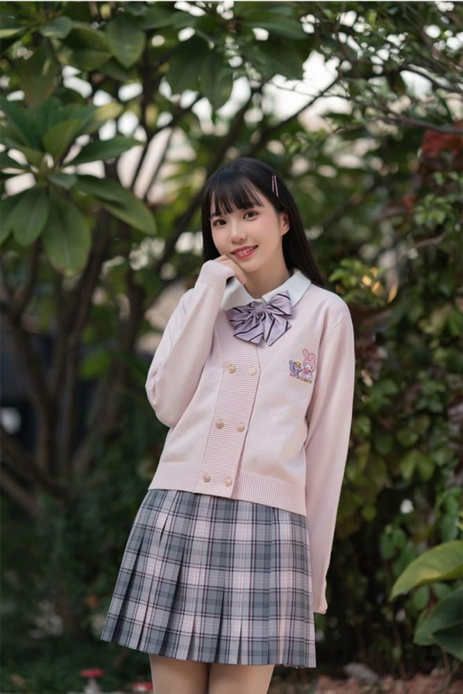 Double Line Buttons Long Sleeves Sweet Cardigan by Kyouko and Sanrio Red Size XL - In Stock