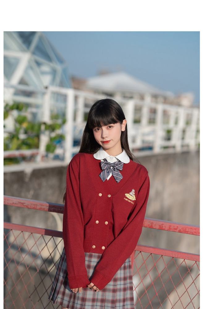Double Line Buttons Long Sleeves Sweet Cardigan by Kyouko and Sanrio Red Size XL - In Stock