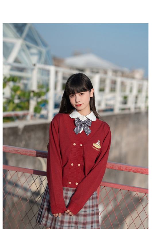 Double Line Buttons Long Sleeves Sweet Cardigan by Kyouko and Sanrio Red Size XL - In Stock
