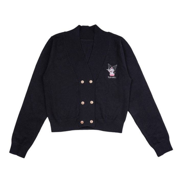 Double Line Buttons Long Sleeves Sweet Cardigan by Kyouko and Sanrio Red Size XL - In Stock