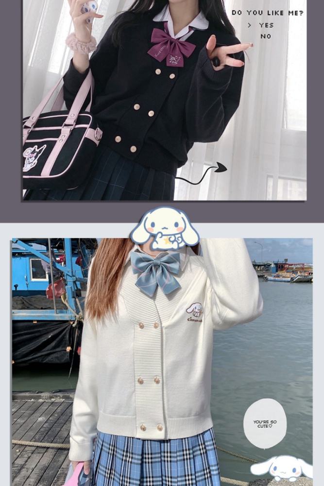 Double Line Buttons Long Sleeves Sweet Cardigan by Kyouko and Sanrio Red Size XL - In Stock