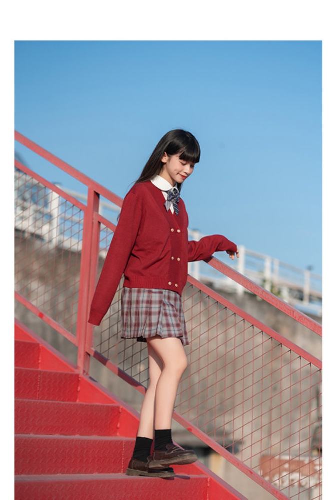 Double Line Buttons Long Sleeves Sweet Cardigan by Kyouko and Sanrio Red Size XL - In Stock