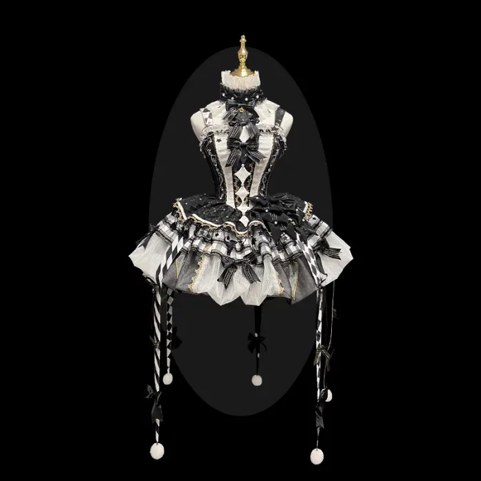 Maiye Original Circus Series Lolita Jumper Dress Full Set - Black White