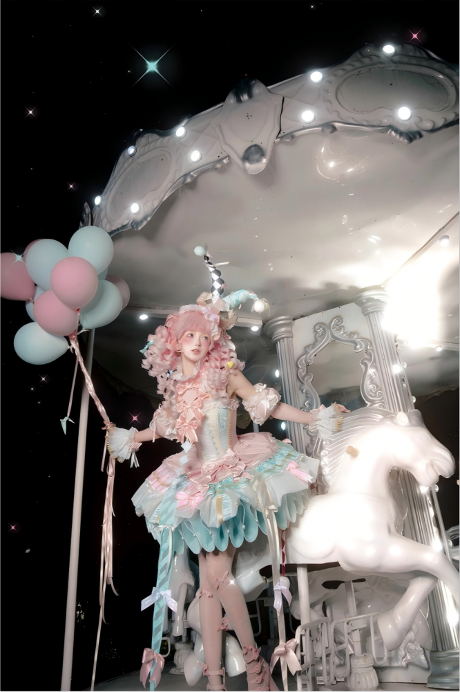 Maiye Original Circus Series Lolita Jumper Dress Full Set - Pink