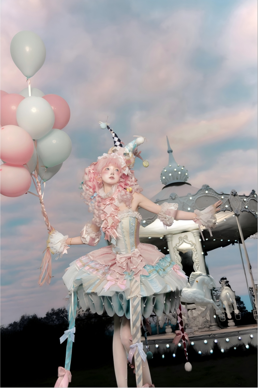 Maiye Original Circus Series Lolita Jumper Dress Full Set - Pink