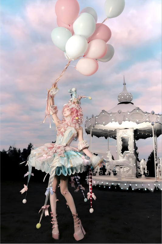 Maiye Original Circus Series Lolita Jumper Dress Full Set - Pink
