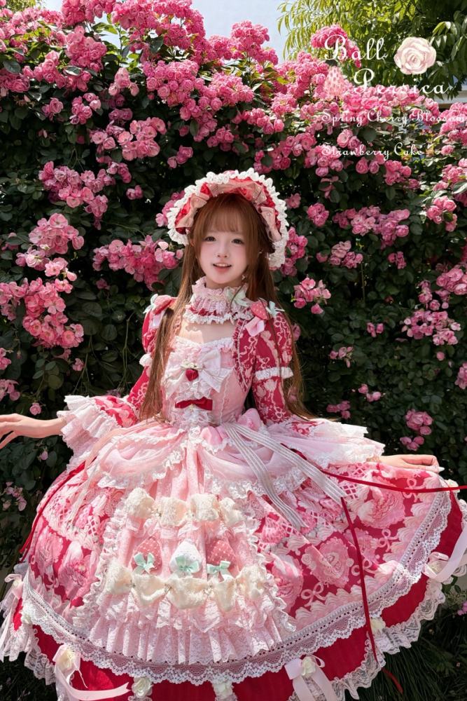 Ball Persica ~Spring Cherry Blossom Strawberry Cake~ Lolita OP JSK and Blouse