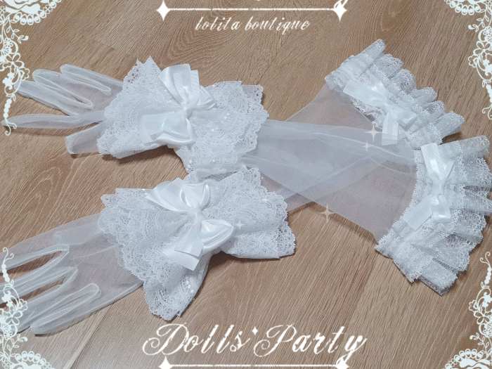 Doll Party Lolita White Hairband Gloves and Train