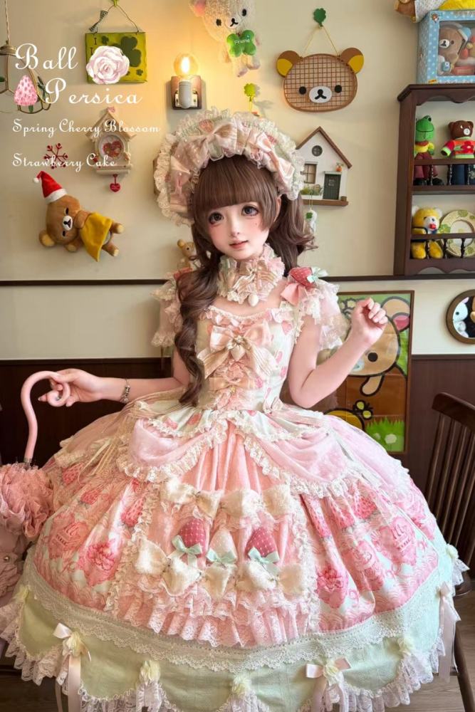 Ball Persica ~Spring Cherry Blossom Strawberry Cake~ Lolita OP JSK and Blouse