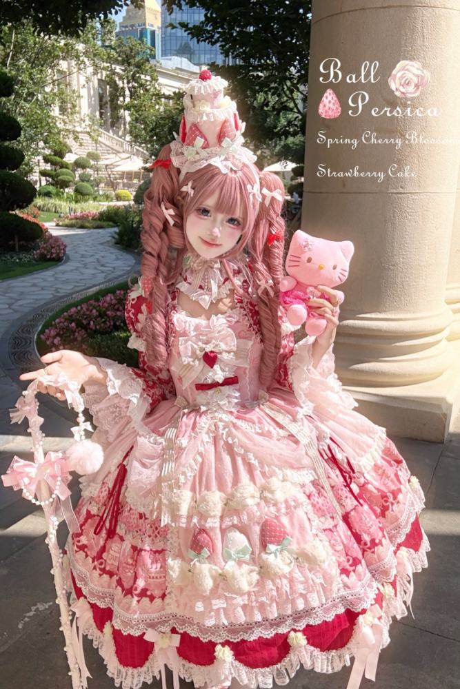 Ball Persica ~Spring Cherry Blossom Strawberry Cake~ Lolita OP JSK and Blouse