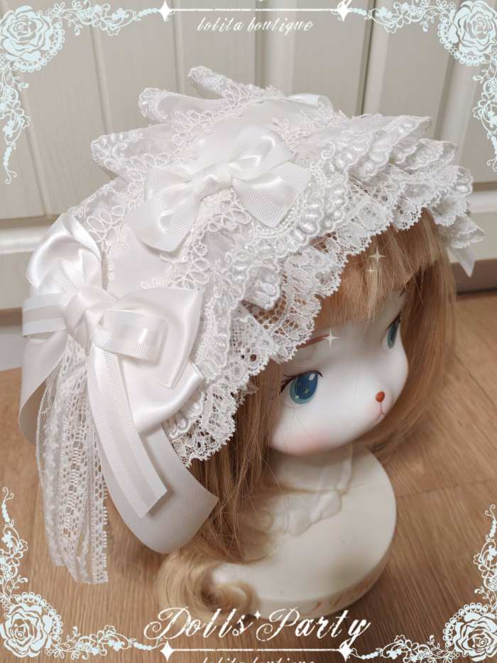 Doll Party Lolita White Hairband Gloves and Train
