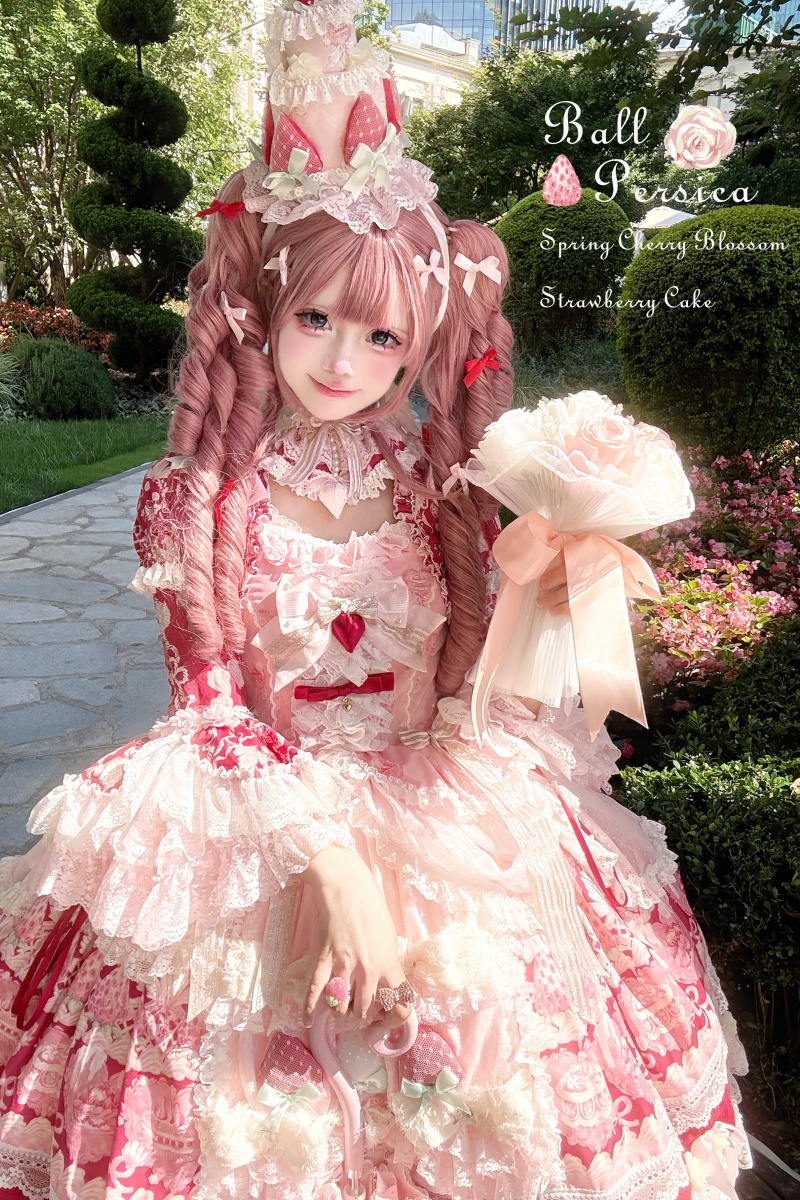 Ball Persica ~Spring Cherry Blossom Strawberry Cake~ Lolita OP JSK