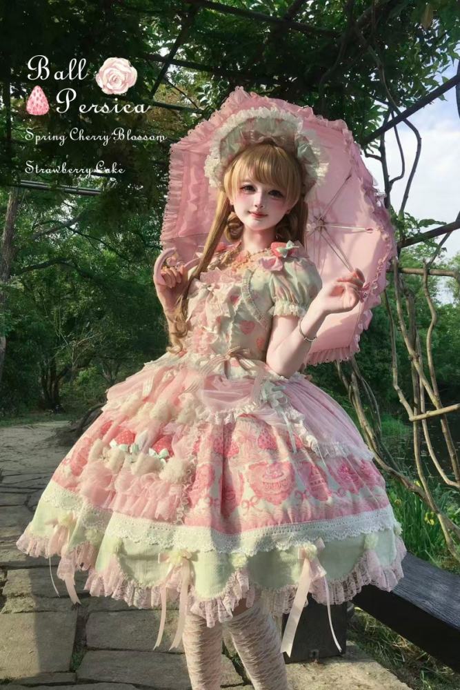 Ball Persica ~Spring Cherry Blossom Strawberry Cake~ Lolita OP JSK and Blouse