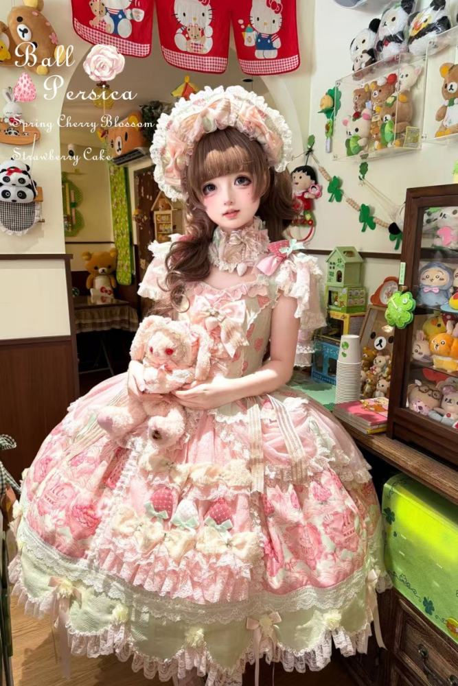 Ball Persica ~Spring Cherry Blossom Strawberry Cake~ Lolita OP JSK and Blouse