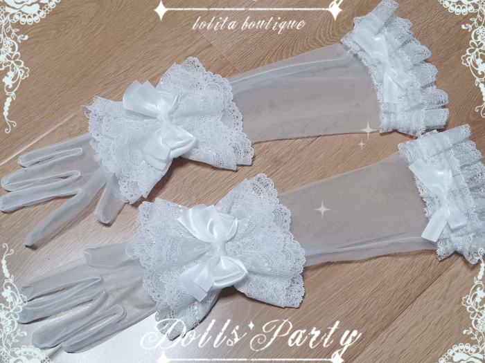 Doll Party Lolita White Hairband Gloves and Train
