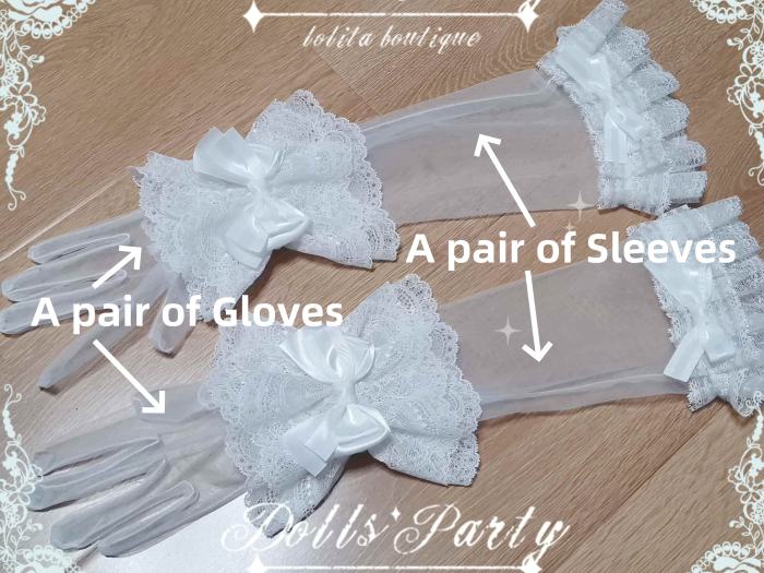 Doll Party Lolita White Hairband Gloves and Train