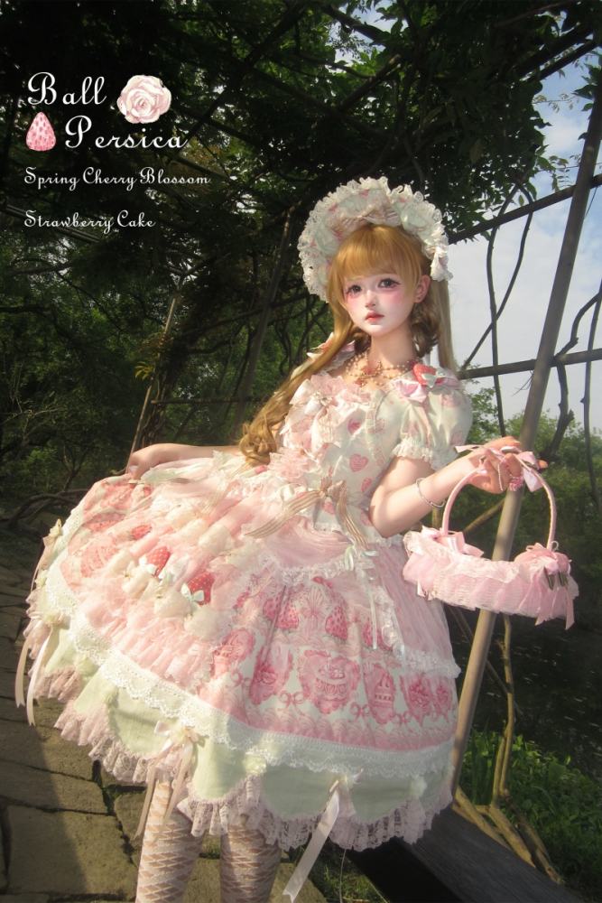 Ball Persica ~Spring Cherry Blossom Strawberry Cake~ Lolita OP JSK and Blouse