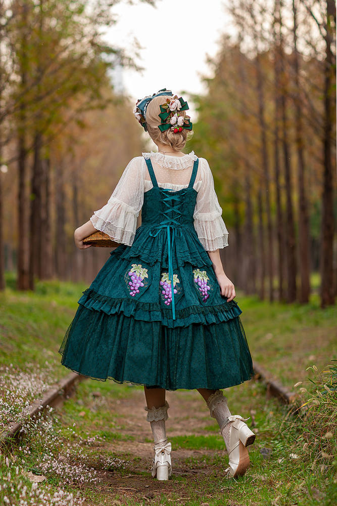 Infanta Grape Manor Cotton Lolita Jumper Dress