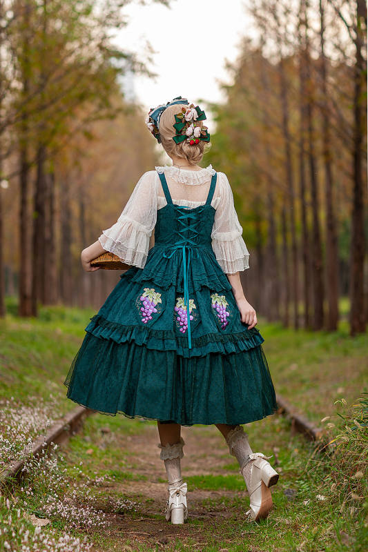 Infanta Grape Manor Cotton Lolita Jumper Dress