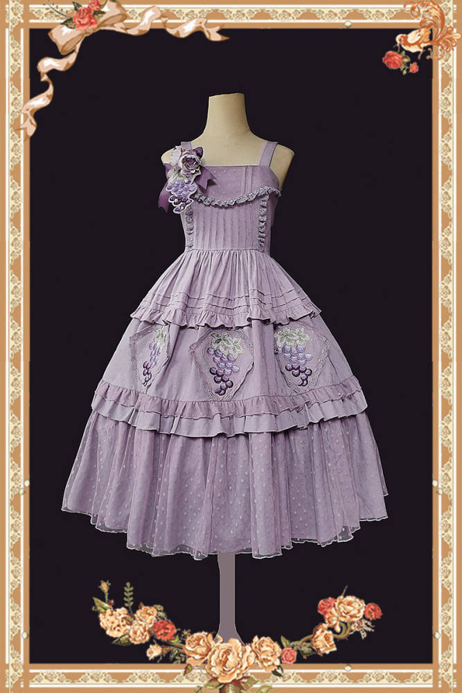 Infanta Grape Manor Cotton Lolita Jumper Dress