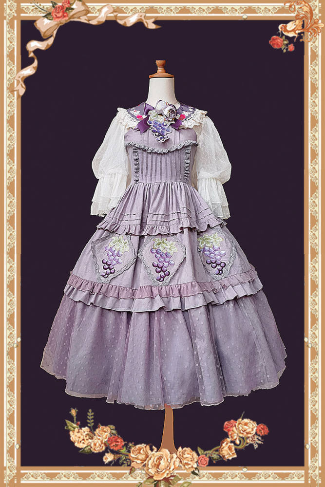 Infanta Grape Manor Cotton Lolita Jumper Dress
