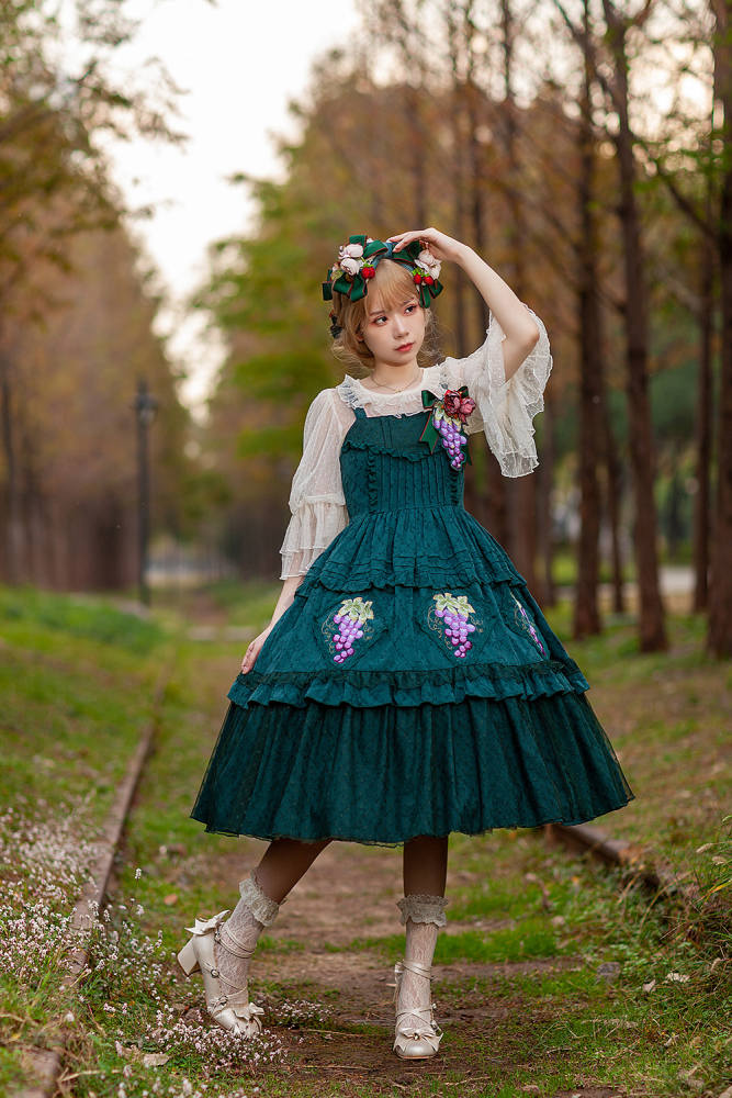 Infanta Grape Manor Cotton Lolita Jumper Dress