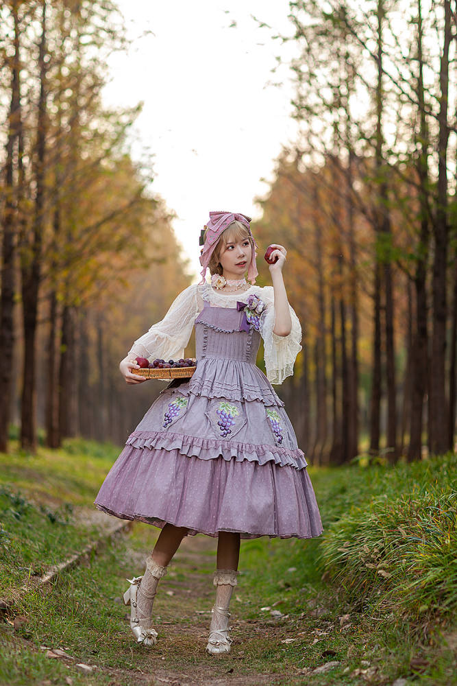 Infanta Grape Manor Cotton Lolita Jumper Dress