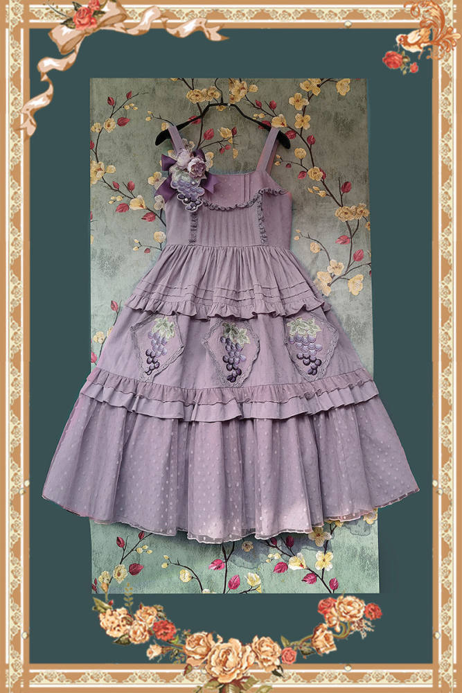 Infanta Grape Manor Cotton Lolita Jumper Dress