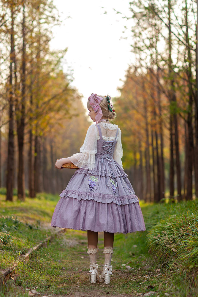 Infanta Grape Manor Cotton Lolita Jumper Dress