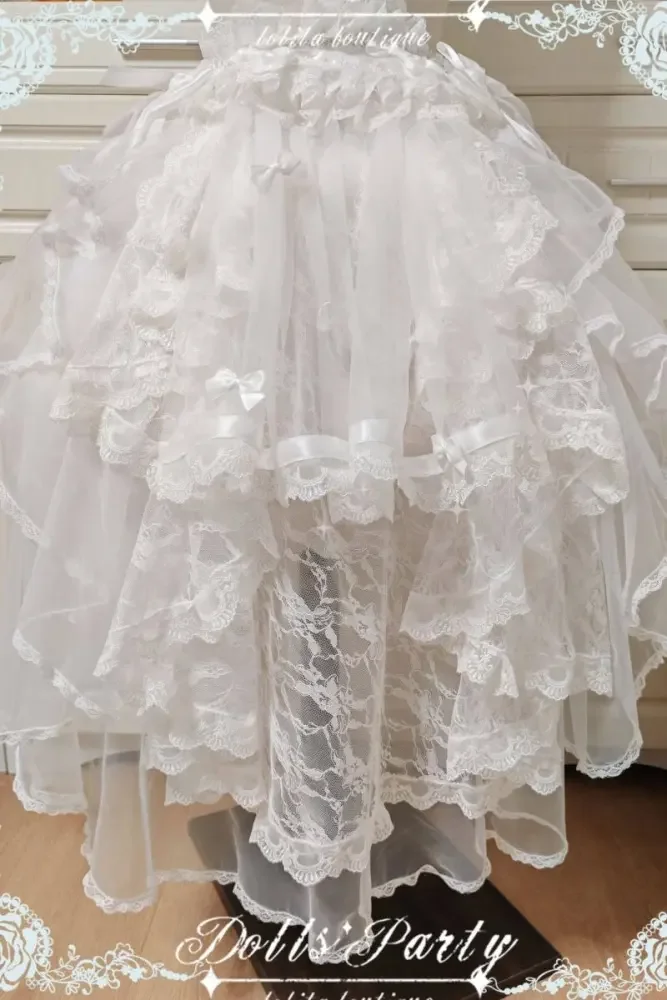 Doll Party Lolita White Hairband Gloves and Train