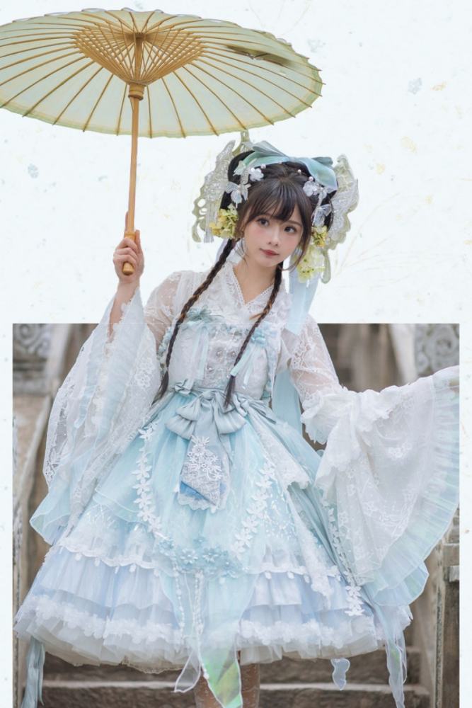 Bramble Rose ~Butterfly Ripples~ Hanfu Qi Lolita JSK 3 Colors