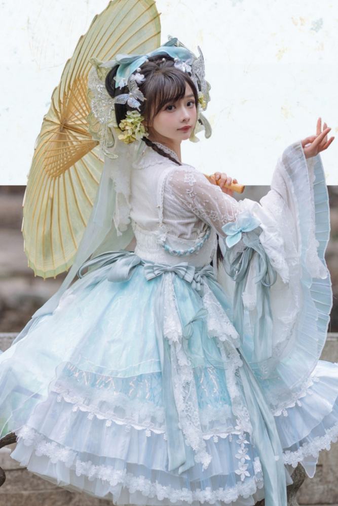 Bramble Rose ~Butterfly Ripples~ Hanfu Qi Lolita JSK 3 Colors