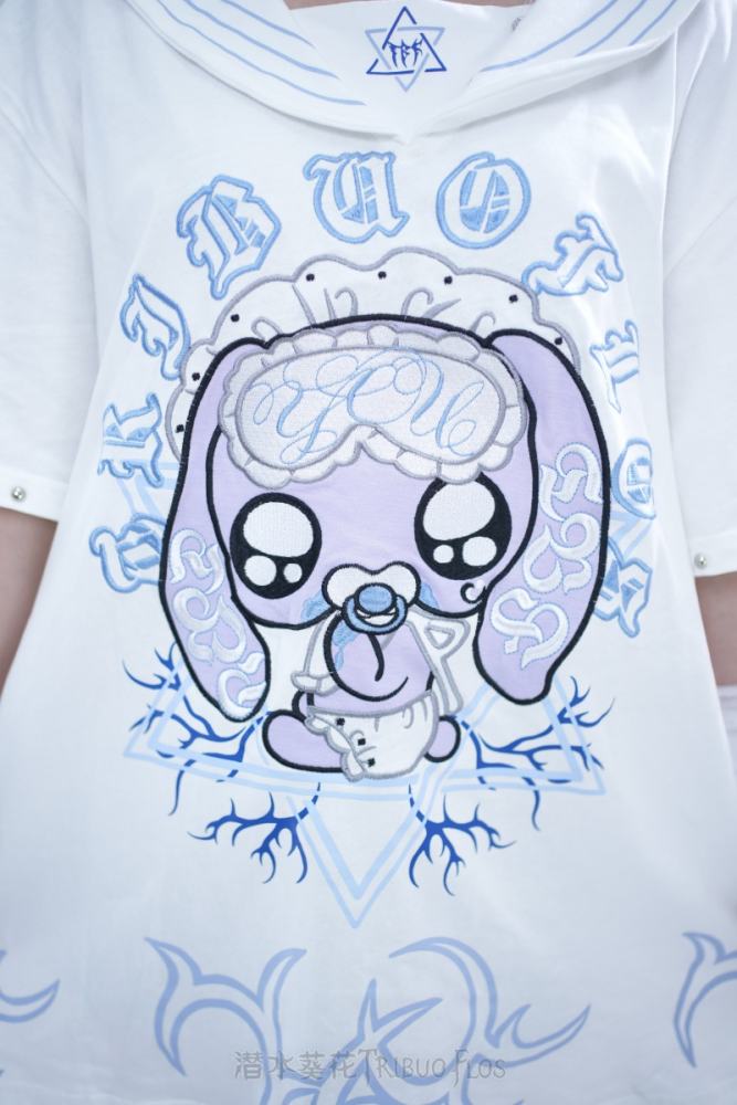 Tribuo Flos ~Baby Rabbit~ Jirai Kei Sailor Collar Cotton T Shirt