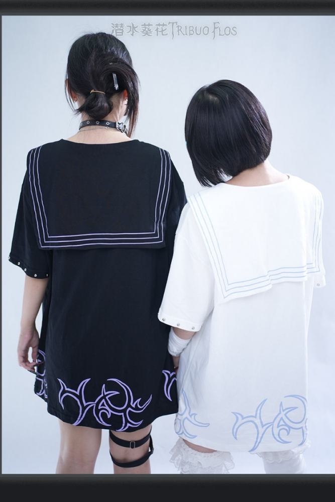 Tribuo Flos ~Baby Rabbit~ Jirai Kei Sailor Collar Cotton T Shirt