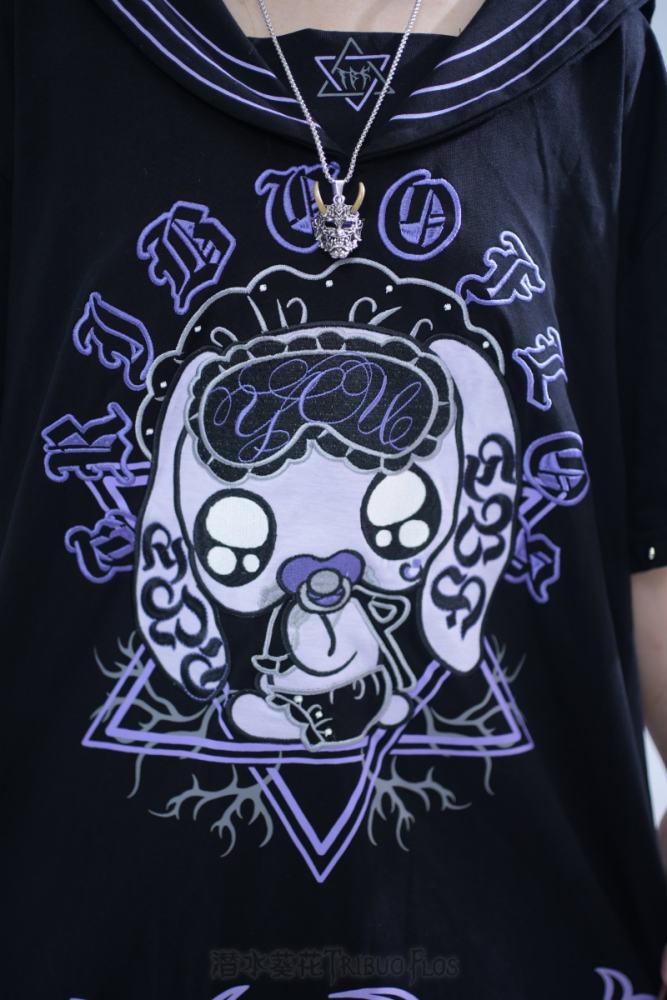 Tribuo Flos ~Baby Rabbit~ Jirai Kei Sailor Collar Cotton T Shirt