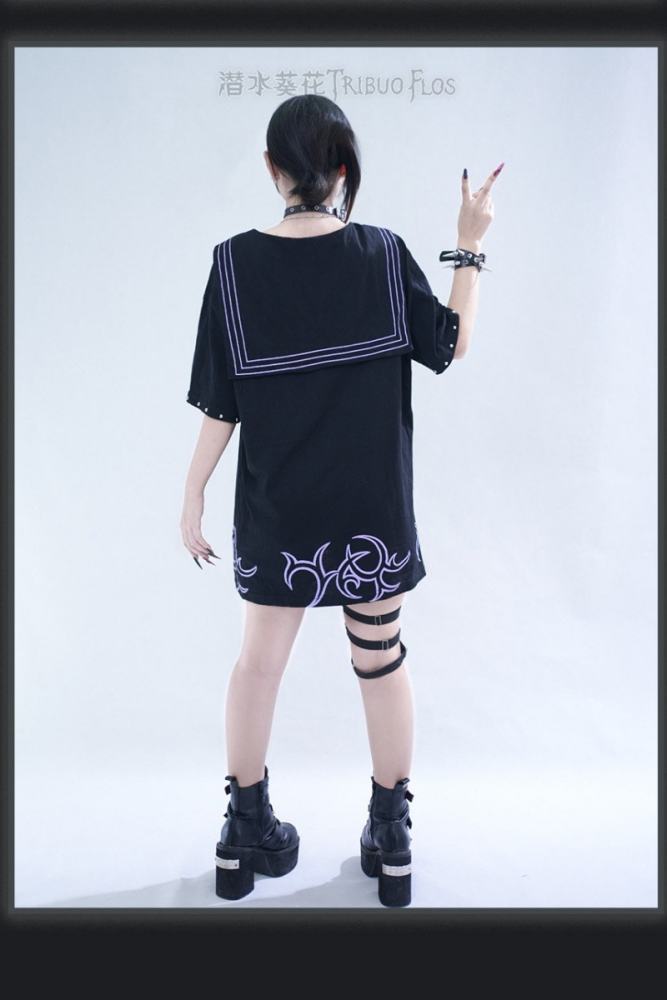 Tribuo Flos ~Baby Rabbit~ Jirai Kei Sailor Collar Cotton T Shirt