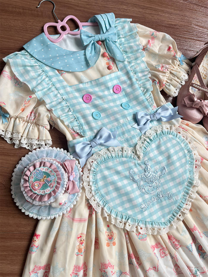 Sheep Party Scarf Collar Plus Size Lolita Dress and Apron