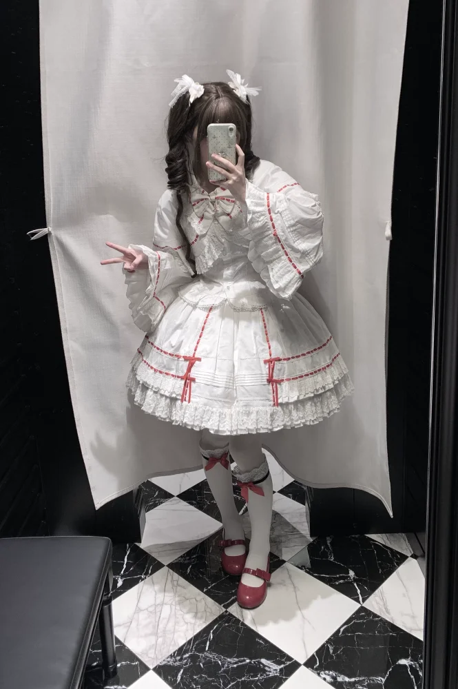 Pray for Snow Fall Cotton Doll Lolita Skirt, Blouse and Cape