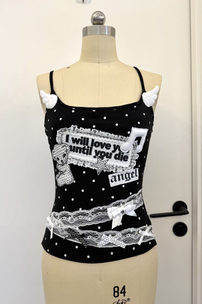 Red Devil Polka Dot Punk Camisole Tank Top 3 Colors