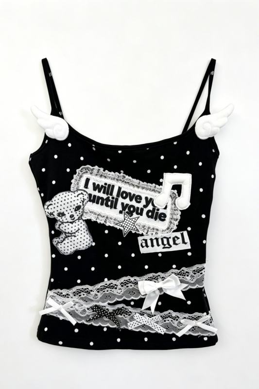 Red Devil Polka Dot Punk Camisole Tank Top 3 Colors