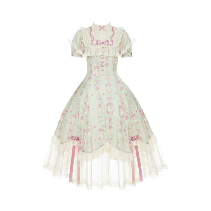 Withpuji ~When Wind Blows Over The Roses~ Floral Classic Lolita Dress and Blouse
