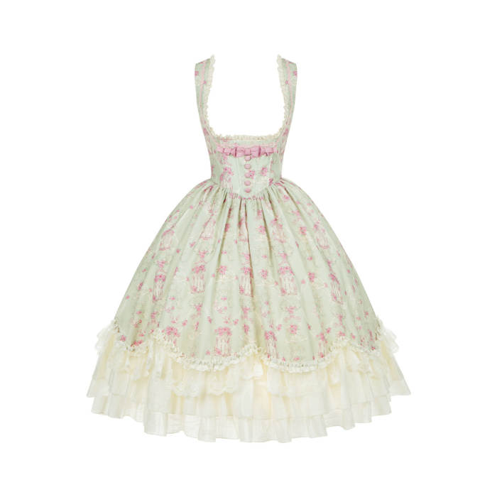 Withpuji ~When Wind Blows Over The Roses~ Floral Classic Lolita Dress and Blouse