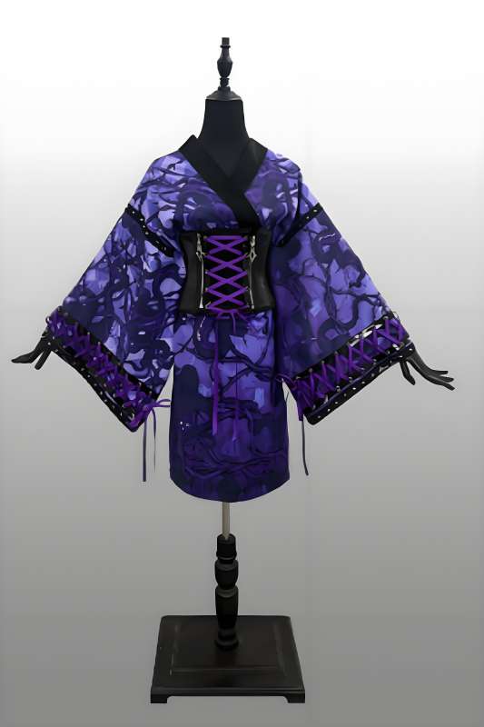Purple Thorn Japanese 2026 Black Purple Yukata Set