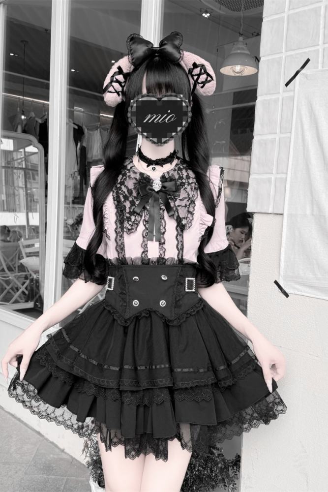 Cherry ~Puppet Sweet Tea~ Jirai Kei Skirt and Blouse 3 Colors