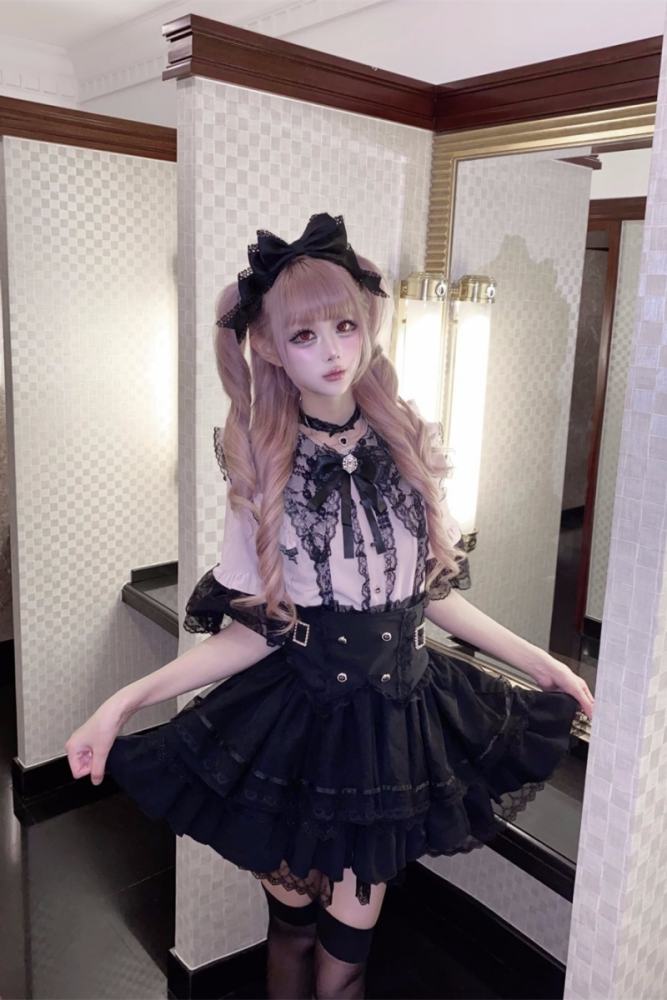 Cherry ~Puppet Sweet Tea~ Jirai Kei Skirt and Blouse 3 Colors
