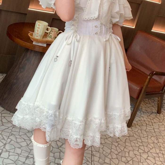 Yoshiki Lacework Plus Size Jirai Kei Midi Skirt and Top