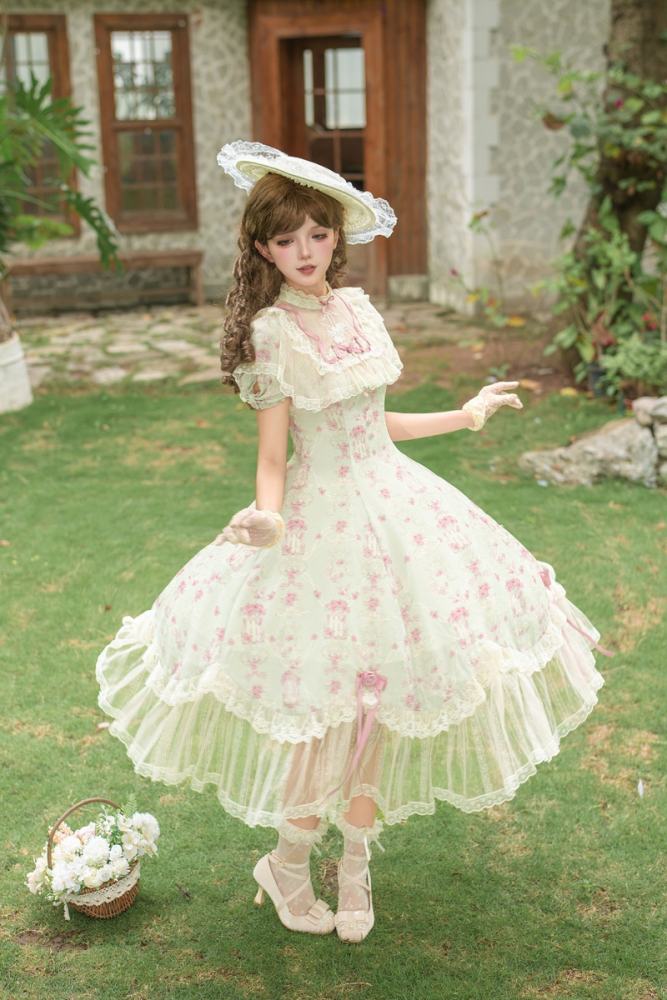 Withpuji ~When Wind Blows Over The Roses~ Floral Classic Lolita Dress and Blouse