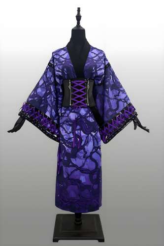 Purple Thorn Japanese 2026 Black Purple Yukata Set